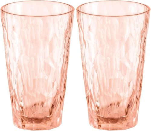 koziol Superglas Club No. 6, 2 Stück, 300 ml, Cocktail-Glas aus kristallklarem Kunststoff, luxuriös, unzerbrechlich, wiederverwendbar, Party, Camping, 2er Set (Rose Quartz)