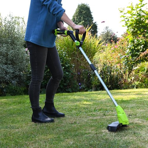 Garden Gear 12V Cordless Grass Trimmer, Lightweight, 45-50 Minute Runtime, Adjustable Handle, 240mm Cutting Diameter, Includes 12 Spare Blades & Fast Charger (12V Grass Trimmer)