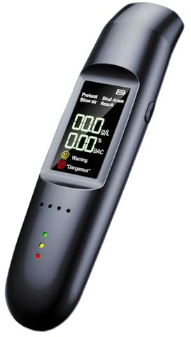 ZOBMIO Alkoholtester Polizeigenau, Sprachansage, Genaue Messungen, mit Digitaler LCD-Anzeige, Promillemessgerät, Kein Mundknebel Erforderlich, Alkoholtester, Kann Zu Hause Oder Auf Partys Verwendet