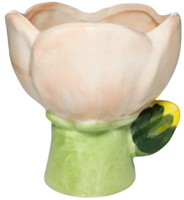 Yizzwtc Porta Candela Tulipano in Ceramica, Portacandele da Tavolo Piccolo Può Essere Utilizzato Come Vaso di Fiori/Vaso per Piante Grasse/Coppa da Dessert/Ciotola per Cereali (D, 11L x 10H x 10W cm)