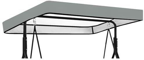 Bocguy Hollywoodschaukel Dachbezug 213x122x18cm, 3 Sitzer Ersatzdach Hollywoodschaukeldach, Sonnendach Bezug für Hollywoodschaukel 210D Oxford-Stoff Wasserdicht und UV-Schutz für Hollywood(Grau)