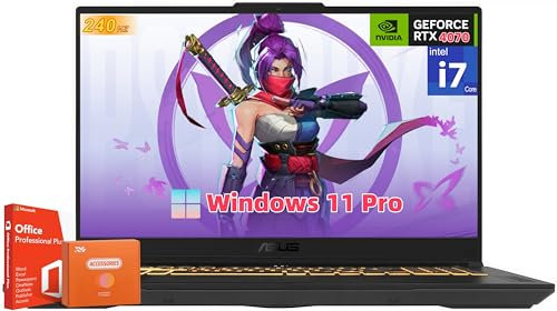 ASUS TUF 2025 F17 Gaming Laptop, NVIDIA GeForce RTX 4070, Intel i7-13620H, 64 GB DDR5, 4 TB SSD, 17.3 2.5K 240Hz Display, Wi-Fi 6, Windows 11 Pro & Office Pro Licenza a vita, w/Accessori