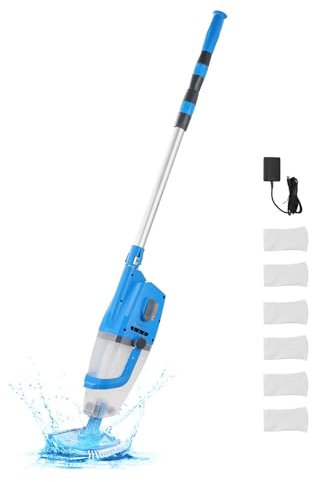 TIEOAXFT Aspirapolvere for Piscina 26 GPM, pulitore for Piscina Portatile Senza Fili, Retrattile e Ricaricabile, for Piscine Fuori Terra/interrate