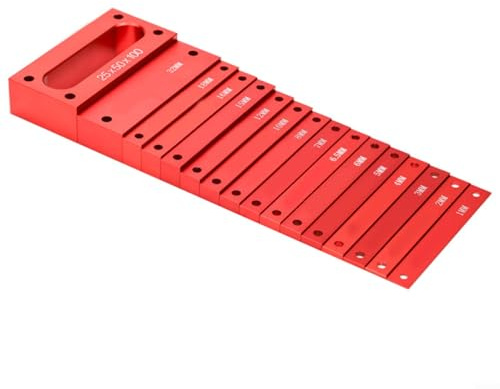 Metrische Setup-Blöcke, Höhenmesser, Messwerkzeug-Set, Aluminiumlegierung, Holzbearbeitung, Messblock, für Werkstatt, präzise Messung, Möbelherstellung, Rot, 16 Stück