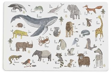 Schreibtischunterlage für Kinder – „Tier ABC“ – 60 x 40 cm – aus Premium Vinyl – Made in Germany
