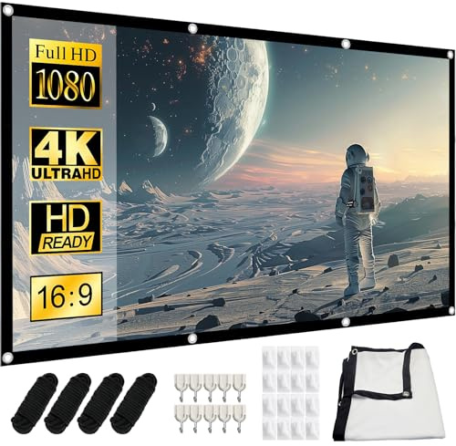 NCCHDZSW Leinwand Beamer 100 Zoll Dickerer Tragbar Projektion Leinwände 16: 9 HD 4K Projector Screen Tragbare Projektor Leinwand Geeignet für Zuhause Büro Schule und Outdoor