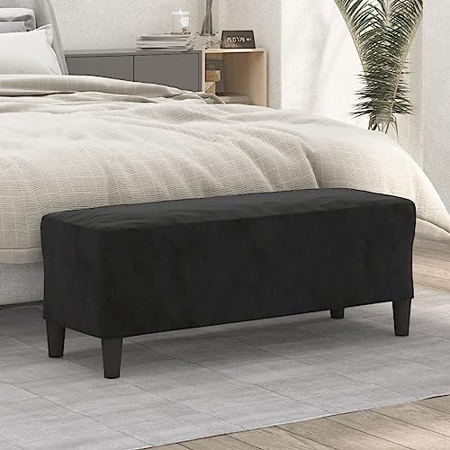Mokuyary Sitzbank Schwarz 100x35x41 cm Samt Sitzbank Polsterbank, Bettbank Schuhbank Sitzhocker für Eingang, Schlafzimmer, Wohnzimmer, Flur