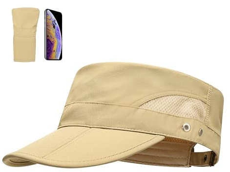 AYPOW Casquettes Militaires Légères Pliables Séchage Rapide, Armée Chapeau Vintage Plat Cap Hat Hommes Femmes, Casquettes de Cadet Douce Respirante Anti-Soleil Réglable Casquette de Baseball Extérieur