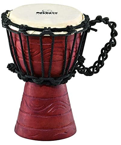 Nino Percussion Water Rhythm Djembe - Sehr kleines Musikinstrument für Kinder ab 3 Jahren - Durchmesser 4,5 Zoll - Mahagoni, Natur (NINO-ADJ2-XXS)