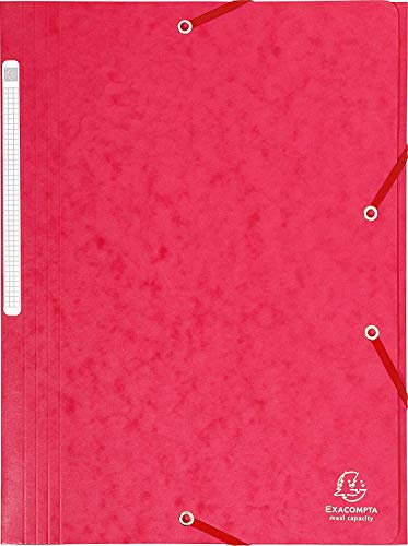 Exacompta 17109H 1 Mappe mit Gummizug Maxi capacity 3 Klappen aus Glanzkarton Maße 24 x 32 cm für Dokumente im Format A4 Farbe Rot
