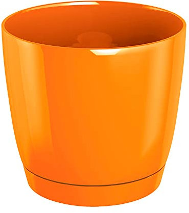 ProsperPlast Maceta Redonda de plastico Coubi Round P en Color Naranja Largo x 12 Ancho x 11 Altura cm