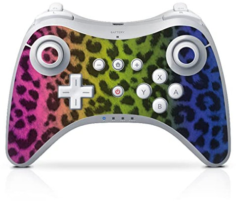 DeinDesign Skin kompatibel mit Nintendo Wii U Pro Controller Folie Sticker Leopard Leomuster Regenbogen