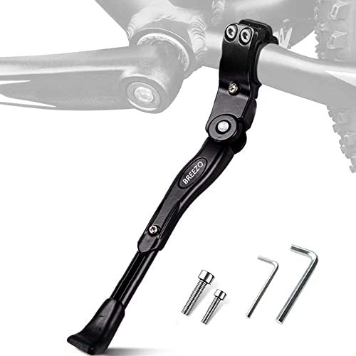 BREEZO Bicycle Kickstand Adjustable Bike Kickstand Aluminium Alloy Side Stand wit h Anti-slip Rubber Feet for Mountain Bike, Road Bike + 2 Allen Key and 2 Spare Bolts