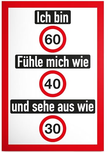 DankeDir! Ich bin 60 Jahre (nett) Schild - Geschenk 60. Geburtstag Geschenkidee Geburtstagsgeschenk Sechzigsten Geburtstagsdeko Partydeko Party Zubehör Geburtstagskarte