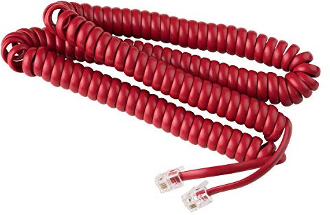 Phone Cord for Landline Phone – Tangle-Free, Handset Curly Telephones Land Line Cord – Easy to Use + Excellent Sound Quality – Telephone Cords for Home and Office (15ft Long) Color: Crimson Red