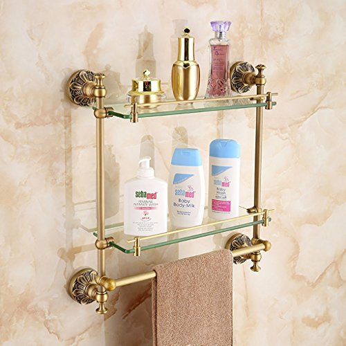 GJ-Shelf Bad Regale alle Kupfer Retro Bad Wand Doppel - Layer Kosmetik Regal europäischen Stil Bad Anhänger