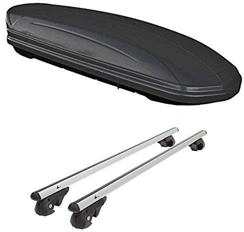 Skibox VDPMAA460 460Ltr schwarz matt abschließbar + Alu Relingträger VDP004XL kompatibel mit Mitsuhi Pajero Pinin H60/H70 99-07