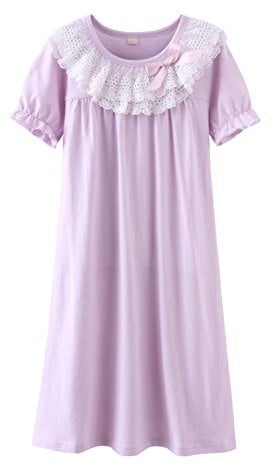 ABClothing Family Match Mom & Me Lace Nuisettes & Bowknot Chemises de Nuit 100% Coton Vêtements de Nuit pour Tout-Petit M Rose Pâle