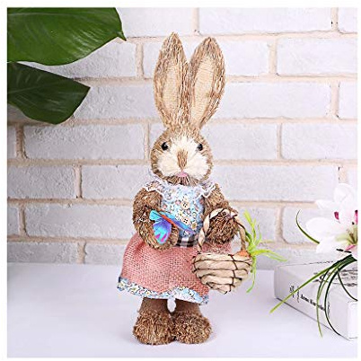WuLi77 Cute Straw Easter Rabbit Bunny for Easter Rabbit Decorations