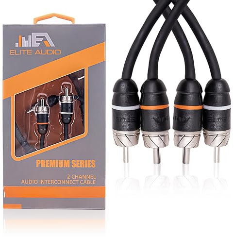 Elite Audio Premium Series 100% OFC Kupfer RCA Verbindungen Stereo Kabel, 2 Kanal 3,8 m Kabel (2 x Cinchstecker auf 2 x Cinchstecker Audiokabel, doppelt geschirmt mit Rauschunterdrückung, 4,8 m lang)