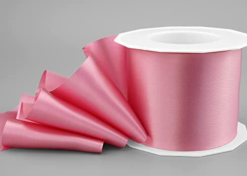 finemark 25 m x 72 mm Satinband Sophie ROSA Altrosa (021) Satin Tischband Schleifenband ohne Draht breites weiches Band Tischdekoration Tisch Deko Geschenkband mit einseitigem Glanz