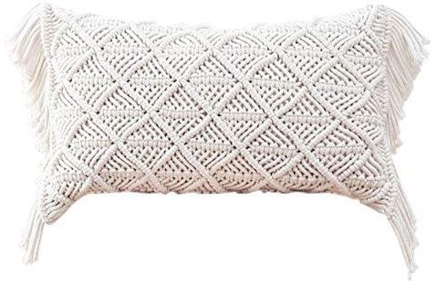 Hayisugal Quaste Kissenbezug Boho Indisch Dekoration 30x50cm Makramee Kissen Hülle Beige Tufted Kopfkissenbezüge für Schlafzimmer Wohnzimmer Sofa
