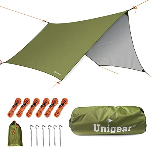 Unigear Toldo Camping Impermeable Lona Suelo Protector Aolar Anti-Viento 350 * 290cm/ 350 * 290cmToldos para Playa Tienda Hamaca Acampada Refugio Al Aire Libre