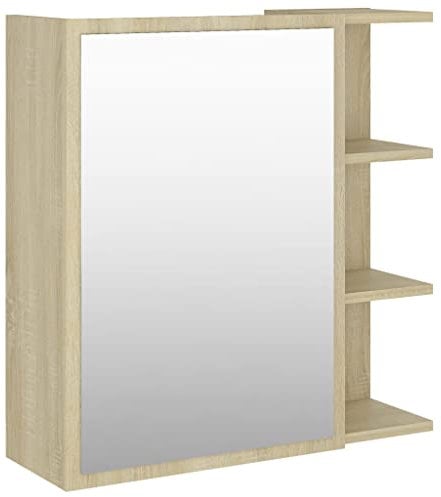 vidaXL Bad Spiegelschrank Badspiegel Badschrank Wandschrank Spiegel Wandspiegel Badezimmerschrank Schrank Sonoma-Eiche 62,5x20,5x64cm Holzwerkstoff