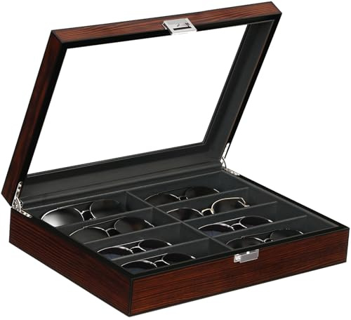BEWISHOME 5 Sunglasses Box Custodia per pendolari, Marrone, M Unisex Adulto