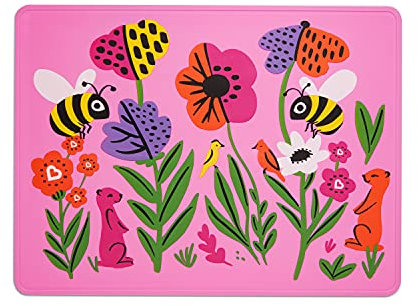 WildLove Reversible Silicone Placemat for Kids, 1pk, Bee