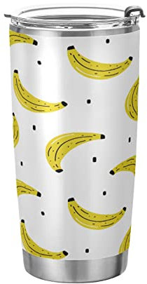 Bananes Jaunes Illustrations Blanches Bouteille D'Eau De Sport Bouteille En Acier Inoxydable Thermique avec Paille pour Voiture Garçons Filles