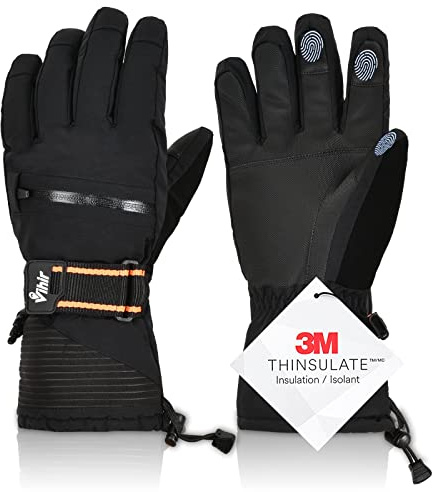 Vihir Guanti da Sci e Snowboard Impermeabili Touchscreen 3M Thinsulate, Guanti Caldi da Ciclismo Invernali per Uomo Donna, Guanti Antiscivolo per Sci, Snowboard, Ciclismo, Arrampicata