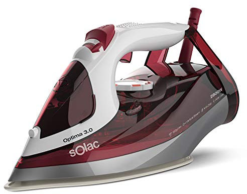 Solac - Plancha de vapor Optima 3.0 | 2800W | Golpe vapor 180g/min | Vapor continuo 40g/min | Suela cerámica | Punta de precisión | Doble sistema antical | Función autolimpieza | Sistema antigoteo
