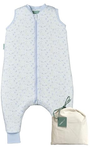 molis&co - Baby Schlafsack mit Füßen - Ideal für Frühling und Herbst - Babyschlafsack mit Füßen 1 tog - Leicht gepolstert - 100% Baumwolle (Oeko-TEX 100), Premium Qualität - Blue Lily (100 cm)