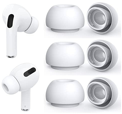 3Paar Ersatz-Ohrstöpsel für Airpods Pro und AirPods Pro 2nd Generation mit Loch zur Geräuschreduzierung,Silikon Ohrpolster Kompatibel mit Airpods Pro2 Ohrhörer passend für die Ladehülle(S/M/L)-Weiß