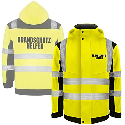 Fassbender-Druck WARNWESTEN - BRANDSCHUTZHELFER Sicherheitsjacke Winterjacke GELB - Gelb Warnjacke nach EN ISO 20471 zertifiziert - Unisex und hochwertigem Reflektorstreifen (Gr. XL)