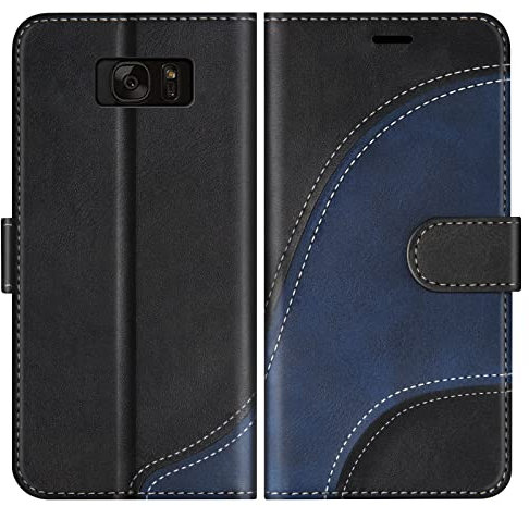 BoxTii Coque pour Samsung Galaxy S7, Portefeuille Etui en Cuir PU, Magnétique Protection Housse Coque pour Galaxy S7, Noir