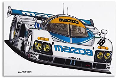 Rennauto-Poster für Mazda 787B Sportauto-Poster, dekoratives Gemälde, Leinwand, Wandposter und Kunstbild, modernes Familien-Schlafzimmer, Dekor-Poster, 60 x 90 cm