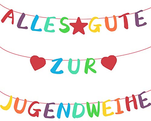 XINCHEN Alles Gute zur Jugendweihe Banner,Bunt Jugendweihe Deko Banner, Alles Gute zur Jugendweihe Girlande,Party Dekoration Hängedeko Junge Mädchen Foto Hintergrund.