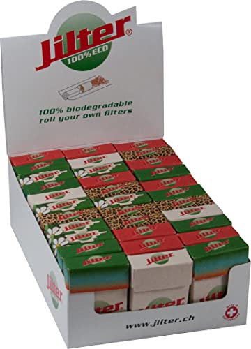 ECO-Jilter® Display-Box mit 33 Klick Schachteln, enthalten je 42 Jilter Zigarettenfilter I Durchmesser 6 mm I aus Papier