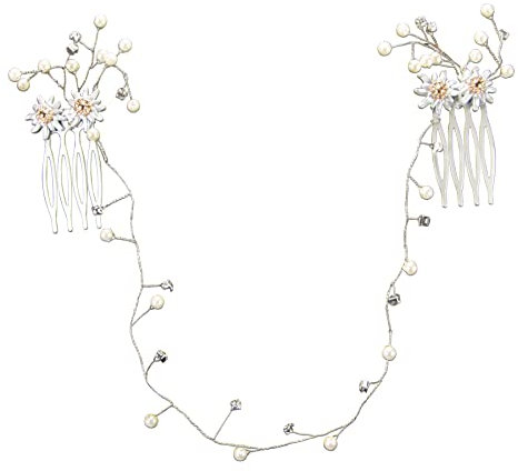 Alpenflüstern Trachten-Edelweiss-Haarkamm Set Greta & Perlen - Damen-Trachtenhaarschmuck mit Edelweiss bi-color-farben (creme-weiß) ADV134