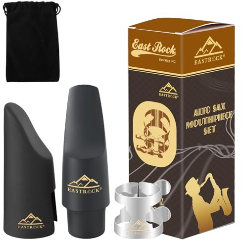 EASTROCK Alto Saxophone Mouthpiece Kit includes Metal Ligature, Matte Cap, Velvet Bag, Professional Alto Sax Mouthpiece Set, Musical Instruments Accessory for Beginner/Student/Musician