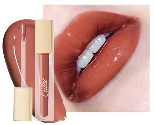 Oulac Mauve Nude Lipgloss Glänzend - Lip Plumper für Voller Wirkende Lippen | Flüssiger Lippenstift Feuchtigkeit Lipgloss mit Natriumhyaluronat, Lippenpflege für Trockene Lippen, 4.5ml, (S08)