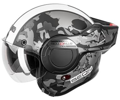 BEON Stratos Motorradhelm - Systemhelm Klapphelme mit Visier und Sonnenblende - Rollerhelm Sonnenblende - Motorrad Helm Damen & Herren - Integralhelm 180° Klappbar - Anti-Kratz-Visier - S