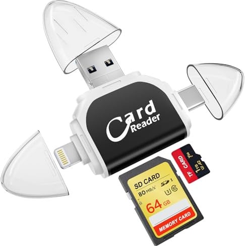 DAJASD Multi-Port 4 in 1 Universal SD TF Kartenleser, SD/Micro SD Kartenleser, Micro SD Card Reader, Highspeed Kartenlesegerät, Kamera Speicherkartenleser für Android Phone PC Notebook Kamera