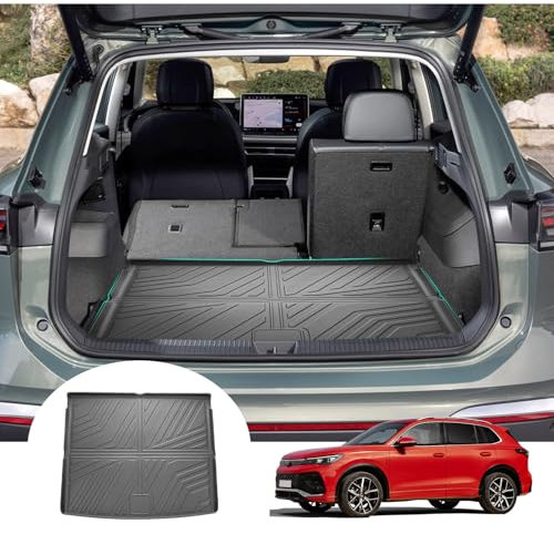 GAFAT Compatible con VW Tiguan 3 2024 2025 Alfombrillas para Maletero, Fácil de Plegar, Ti-guan III 2024 Alfombra TPE para Todo Tipo Climas, Borde Alto 3D Escaneo, Multifunción, Ti-guan 3 Accesorios