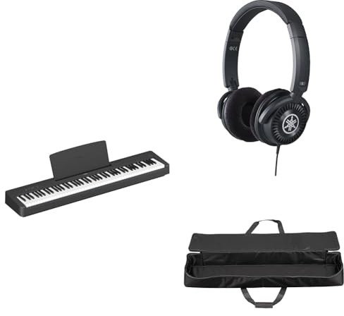 Yamaha P-145 Digital Piano with 88 Graded Hammer Compact Keys bundled with HPH-150 Headphones, and SC-KB851 Piano Bag