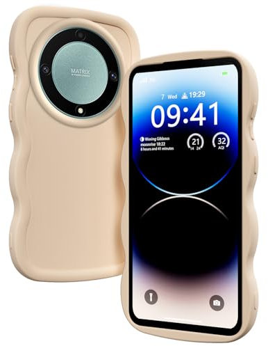 XINYEXIN Coque pour Honor Magic 5 Lite 5G / Magic5 Lite 5G, Étui Housse Vague Cadre Forme Bouclée Mignon Liquide Silicone Antichoc - Blanc