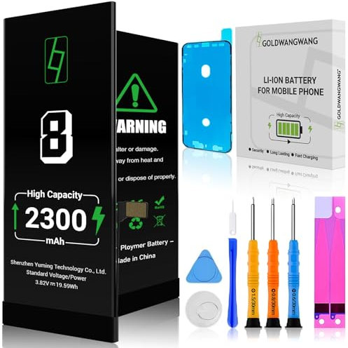 GOLDWANGWANG Batteria per iPhone 8, 2300mAh Alta Capacità, Compatibile con A1863 A1905 A1906, 0 Cicli, Kit di Riparazione Completo, Certificato CE/RoHS/FCC