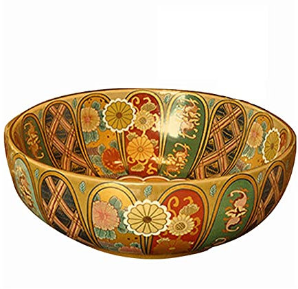 XFZJCHAP Lavandini da Bagno da appoggio Lavabo da Bagno retrò Lavandino da Bagno sopra Il bancone Lavabo da appoggio Rotondo in Porcellana, Lavandino da appoggio Lavandini da Bagno Lavandino